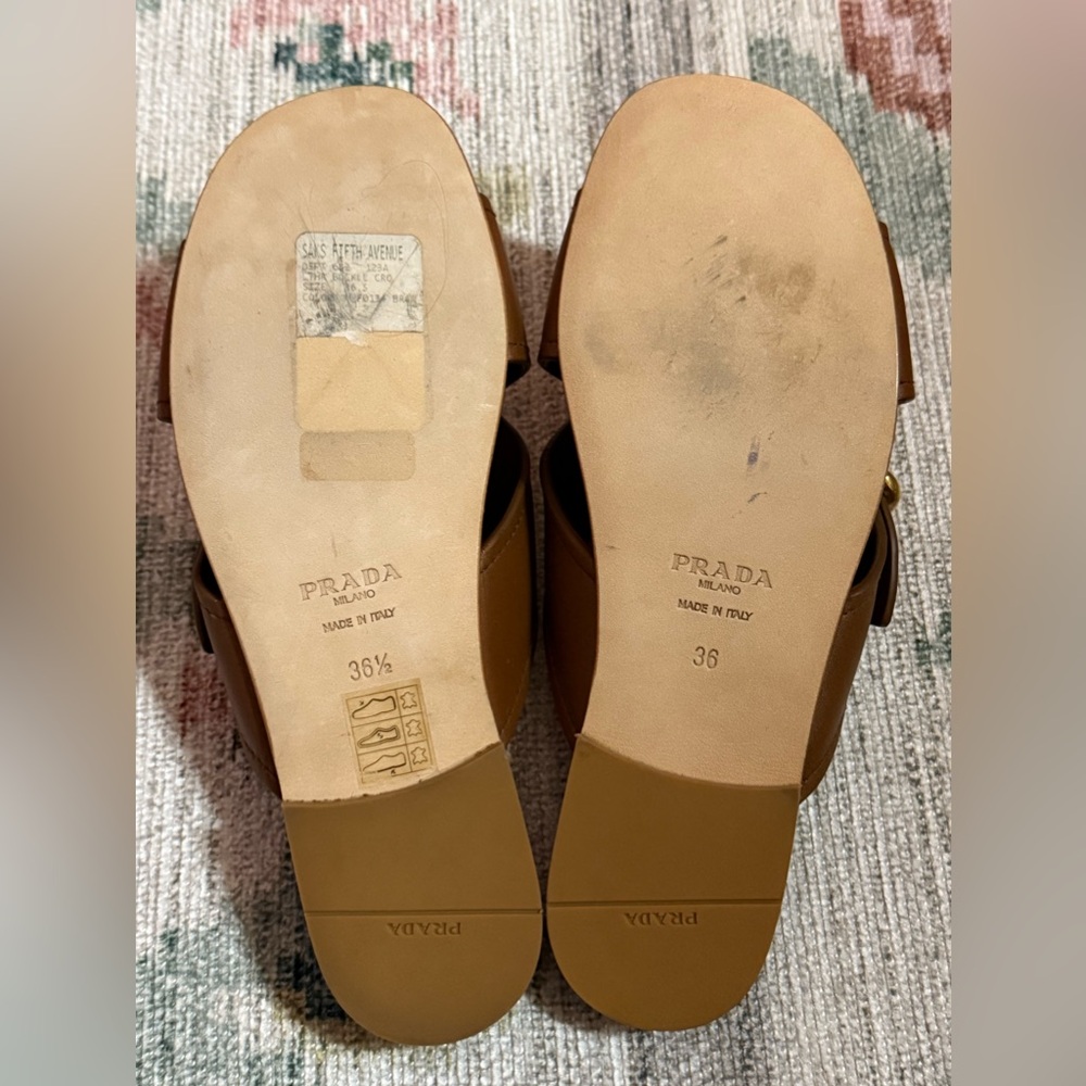 Prada Leather Buckle Crossover Sandals - Picture 6 of 8